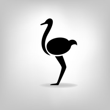 The black stylized silhouette of an ostrich