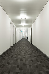 Interior, modern building, long corridor