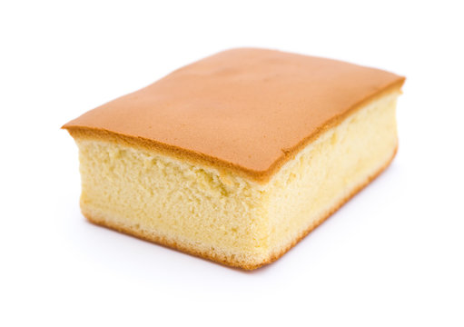 side view sponge cake on white background