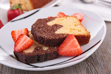 chocolate cake and strawberry