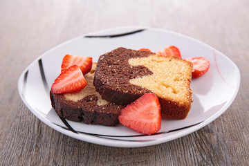 chocolate cake and strawberry