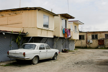 Old Volga car in the street
