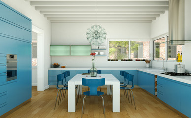 moderne Küche blau