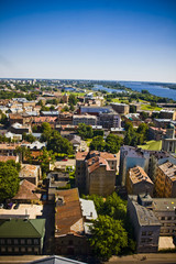 Fototapeta na wymiar Areal view on the city of Riga, Latvia