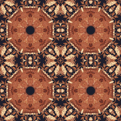 Seamless floral ornament, bark on fabric