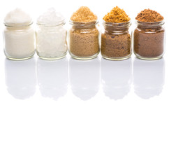Brown sugar, muscovado sugar, white refine sugar, coconut sugar 