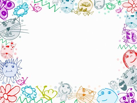 child scribbles drawings frame background
