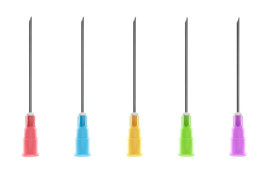 Extreme closeup color injection needles