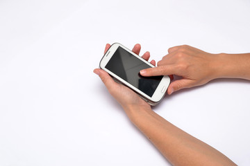 Hands using mobile phone