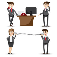 cartoon businessman on the phone set