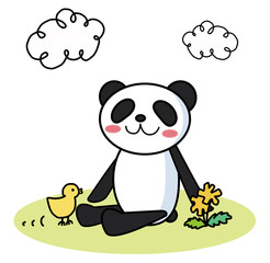 パンダとたんぽぽとひなたぼっこ