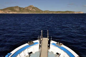 Fototapeta premium Boot an der Dragonera-Insel
