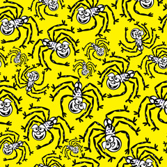 black spiders seamless pattern