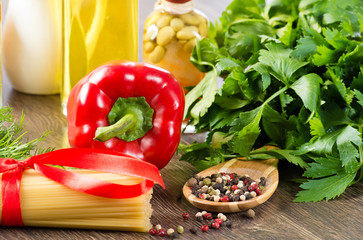 Italian spaghetti and vegetables