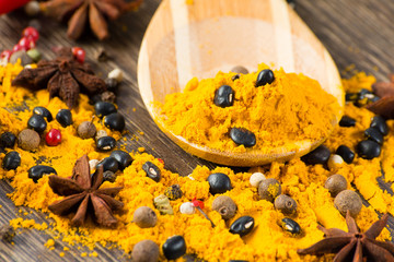 close-up of Asian spices