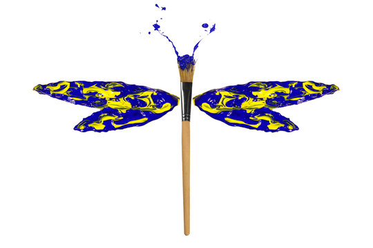 Black and yellow paint made dragonfly