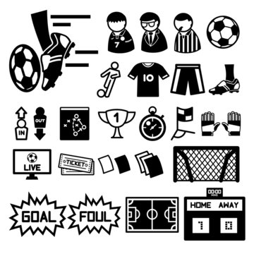 Football soccer icons set  illustration