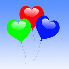 Obraz na płótnie Canvas Colourful Heart Balloons Show Wedding Feast Or Engagement Party