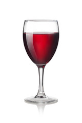 Glass of red wine isolated on a white background