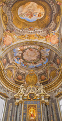 Fototapeta na wymiar Bologna - Ceiling fresco of side chapel in Saint Dominic church