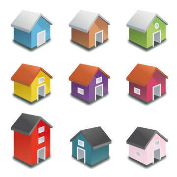 Tiny houses vector icon collection