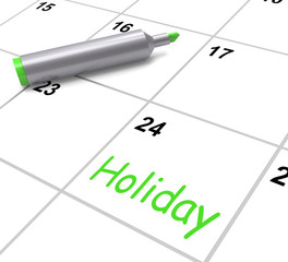 Holiday Calendar Shows Rest Day And Break From Work