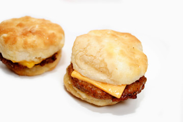 A Delicious Cheesy Sausage Biscuit Sandwich