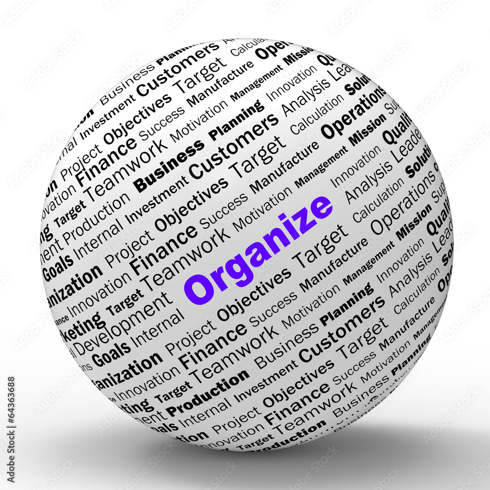 Poster organize sphere definition shows structured files or management