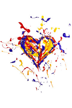 Colorful paint splash made heart