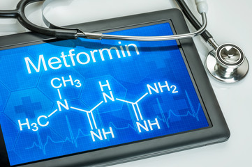 Tablet mit der chemischen Strukturformel von Metformin