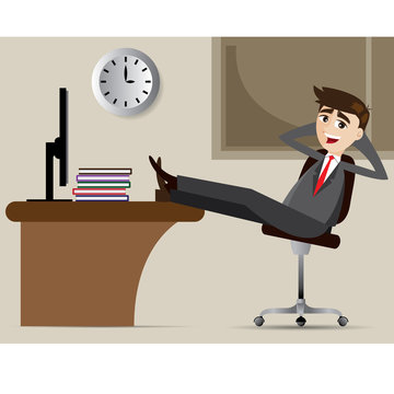 relaxed businessman sitting at desk clip art preview