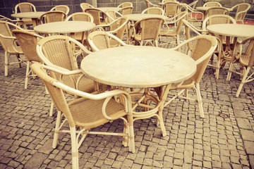 Fototapeta na wymiar coffee terrace with tables and chairs
