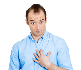 Me? Surprised, upset, offended young man asking you mean me?