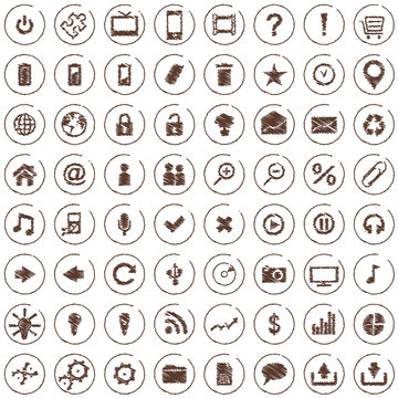 Large set of hand drawn style web icons