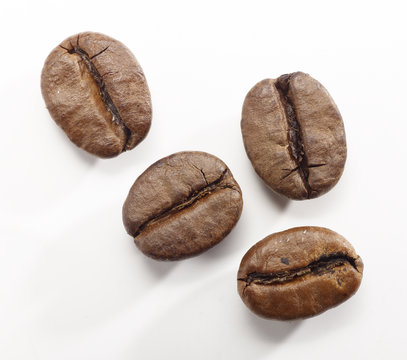 Coffee Beans On A White Background With Clipping Path