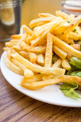 Golden French fries potatoes