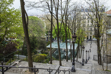 Paris, France. Picturesque street on the Montmartre hill