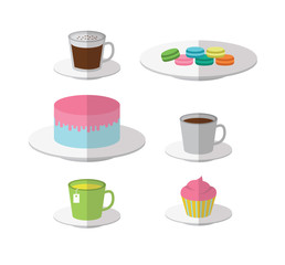 Bakery and drink icons. flat design. vector