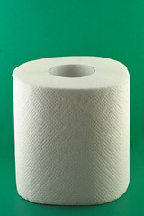 Toilet paper on green