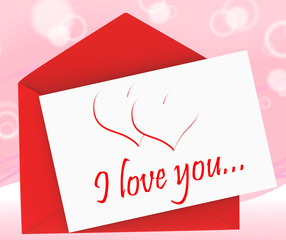 I Love You On Envelope Means Romantic Message Or Letter
