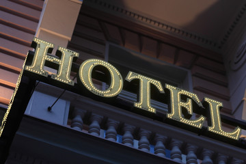 Illuminated hotel sign
