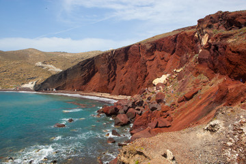 The Red Beach on the Greek Island of Santorini