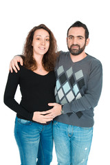 Fototapeta premium Man posing with his pregnant wife