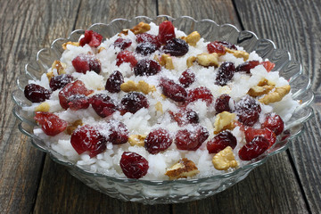 Rice with cranberries, walnuts and sugar