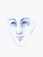 Look. Expressive face. pencil drawing