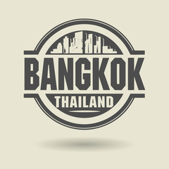 Stamp or label with text Bangkok, Thailand inside