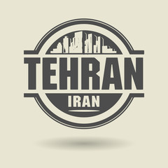 Stamp or label with text Tehran, Iran inside