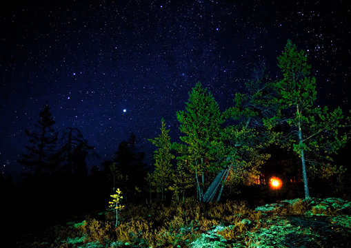 White Sea starry night, Russia