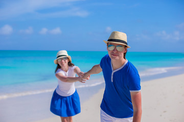 Young happy couple have fun on Caribbean vacation