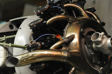 Close-up view of radial engine